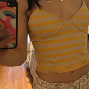Yellow and gray cropped tank top